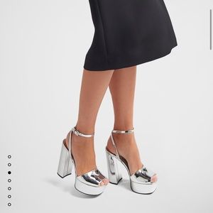Prada Metallic leather platform sandals